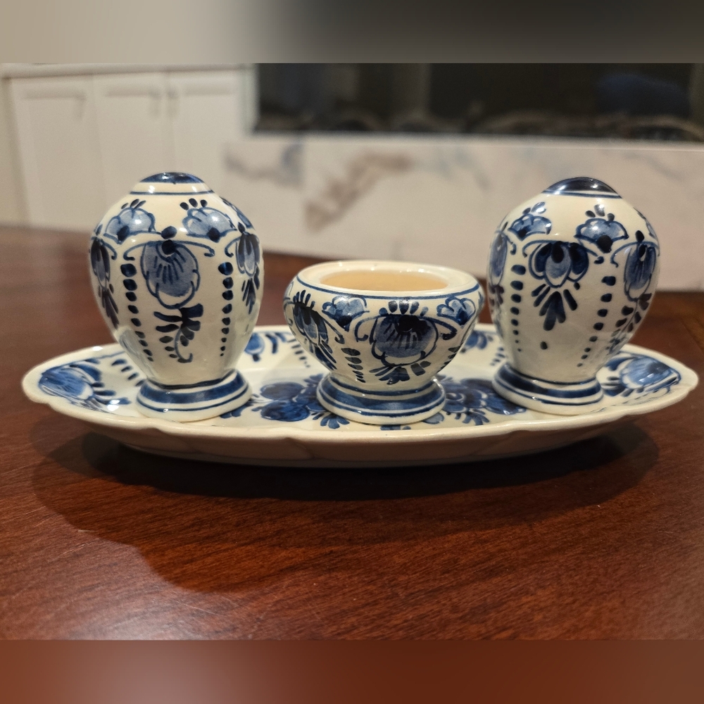Vintage DELFT Condiment Set
